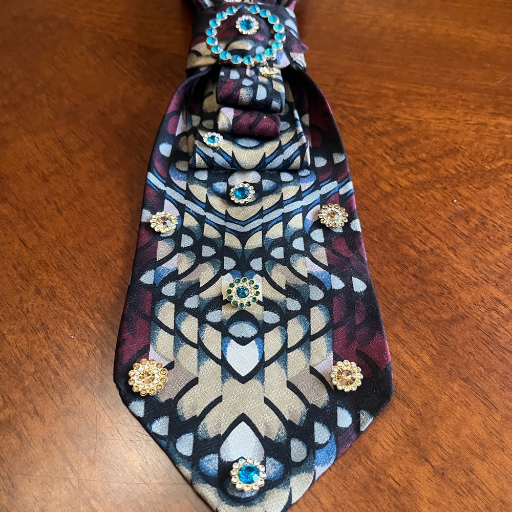 Source Unknown Blue And Black Patterned Tie - image 2
